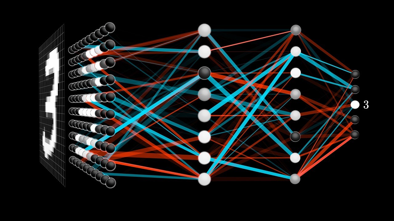 Neural network visualization representing AI voice technology processing